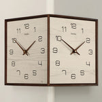 horloge murale moderne double face bois texture minimaliste date heure salon