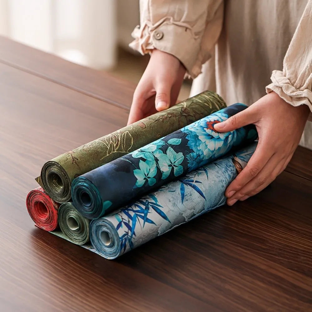 nappes décoratives motifs floraux asiatiques opaques vert rouge bleu marron vert olive