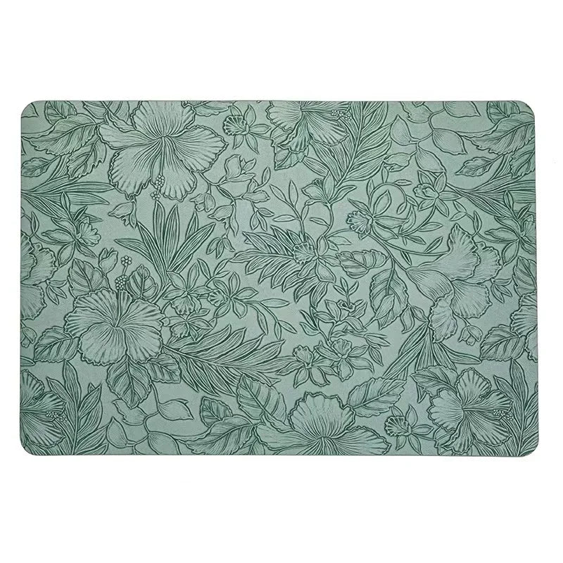 tapis table moderne fleurs feuilles noir marron beige gris vert bleu respectueux environnement 43x30cm
