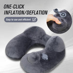 coussin voyage gris velours confortable portable boutons sac rangement shaped