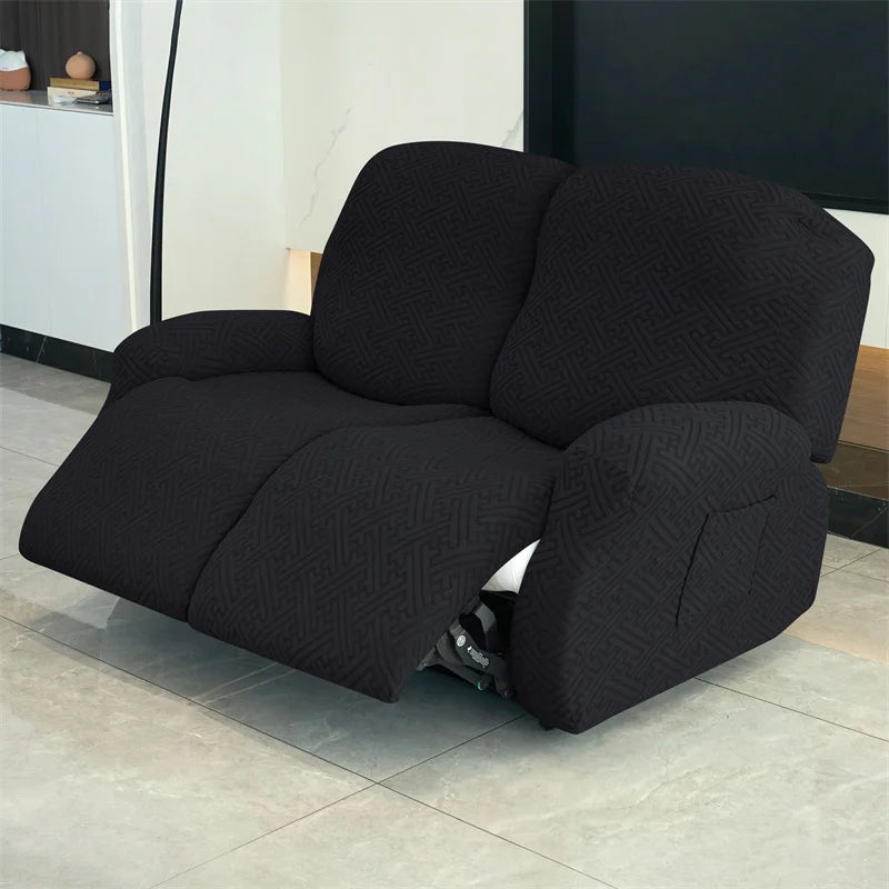 housse canapé inclinable gris jacquard moderne extensible poches fauteuil salon maison