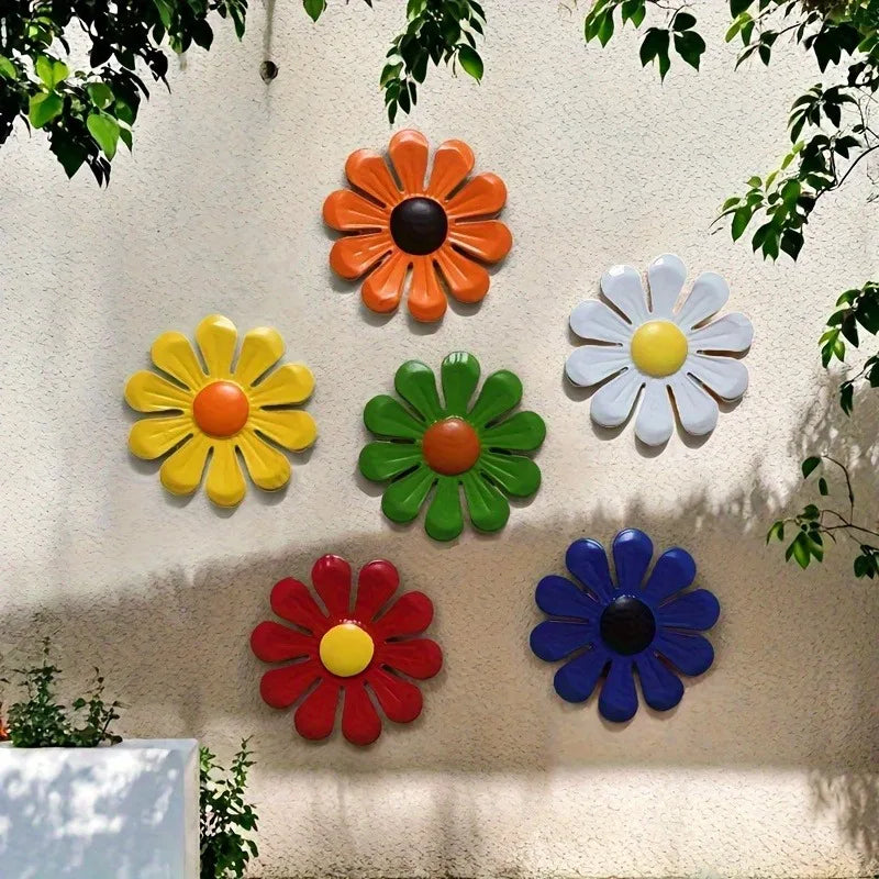 décoration murale moderne fleurs 3d vert orange blanc bleu rouge jaune adhésif set