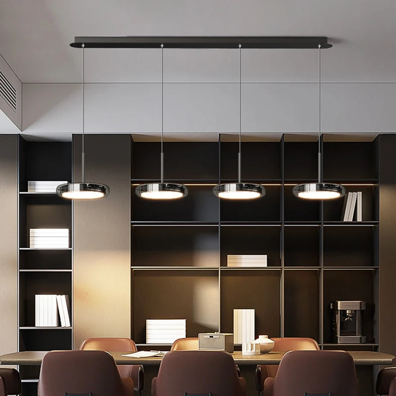 suspension lumineuse moderne plusieurs lampes noir argenté base câbles métalliques abat jour opaques minimaliste