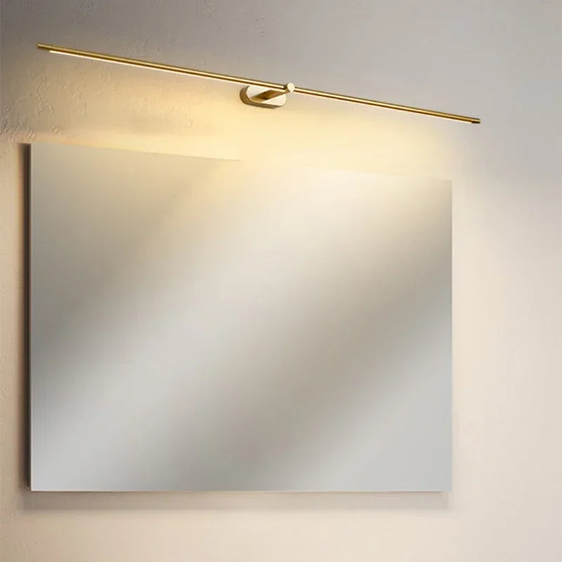 lampe miroir murale led moderne salle bain chambre noir or brillant