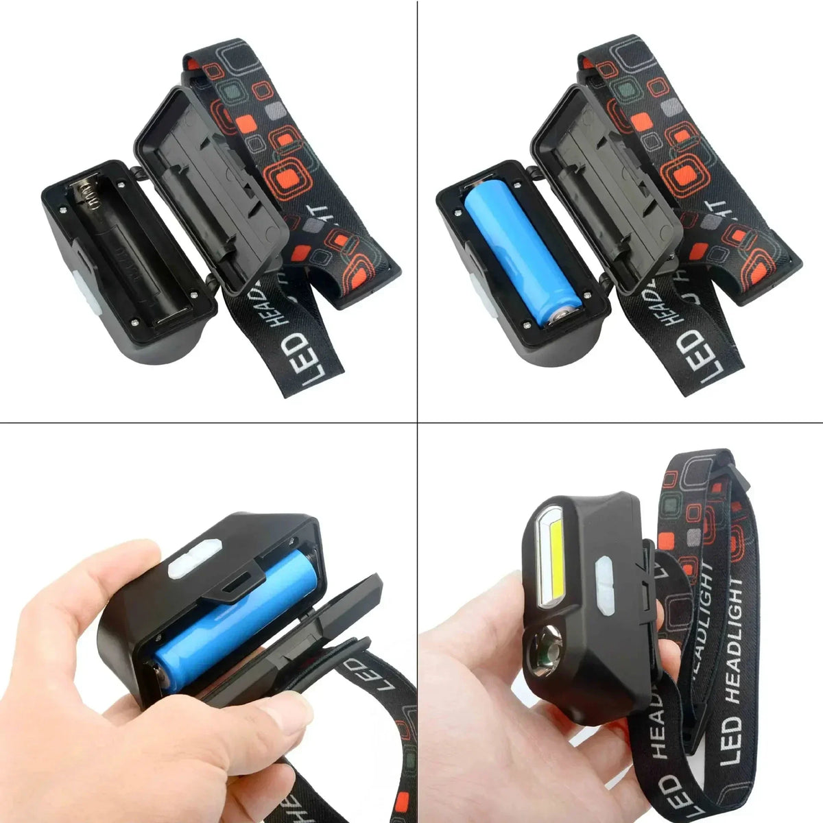 lampe frontale led rechargeable usb noir gris rouge camping cyclisme