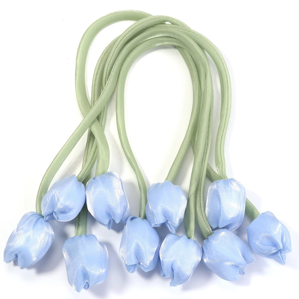 Décoration intérieure tulipes artificielles 3D fleurs polyester accessoires cheveux élastiques vert rose blanc