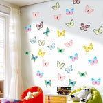 sticker mural papillons multicolores artiste adhésif décoration chambre enfants pvc 22x30cm