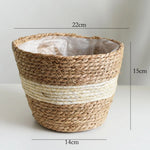 panier pliable osier tissé motifs réguliers poignées cuir naturel rustique jardin