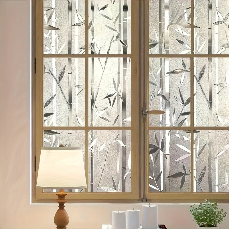 film fenêtre décoratif transparent bambou moderne adhésif protection uv isolation thermique 30x100cm 45x200cm 55x500cm