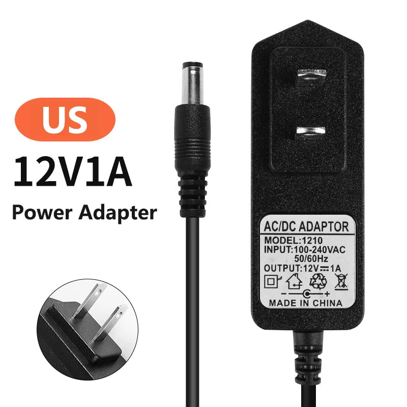 chargeur universel 12v 1a noir prise eu us mat moderne câble 92cm abs certifié