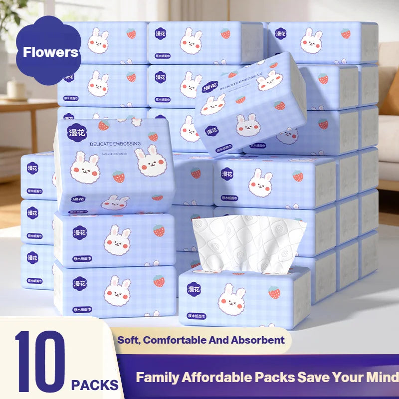 serviettes toilette bleu clair lapins mignons plis 170x120mm 320unités pack cartoon