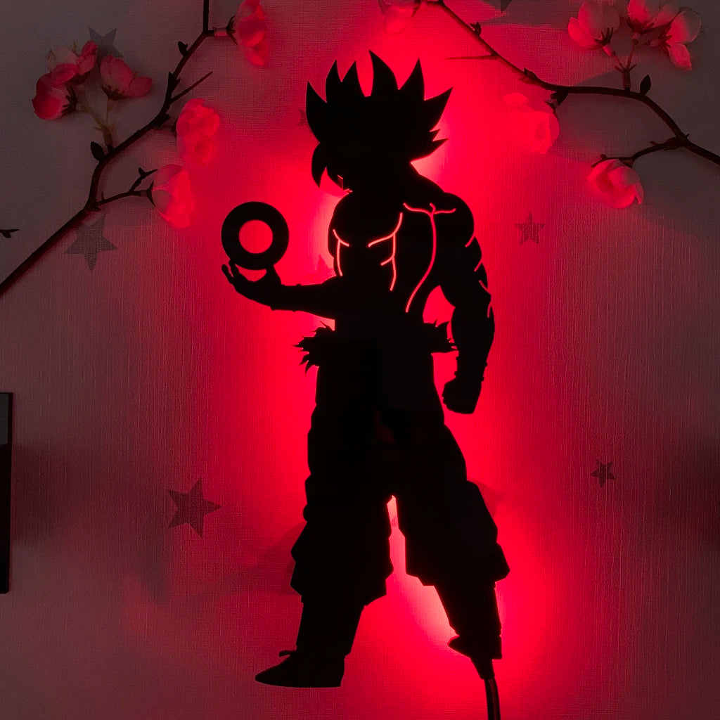 applique murale led silhouette anime noir décoration chambre veilleuse lumineuse personnage japonais