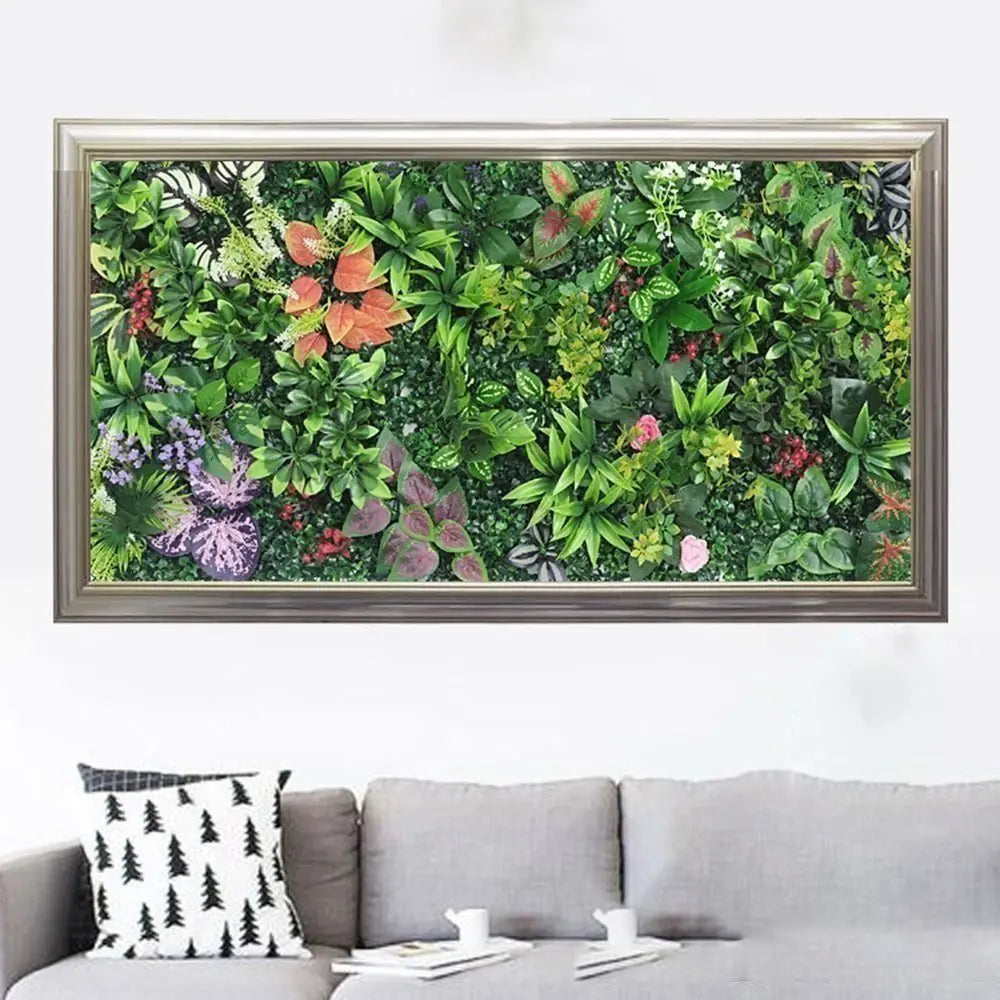 décoration murale plante artificielle feuilles fleurs moderne verte jaune rouge blancintérieur