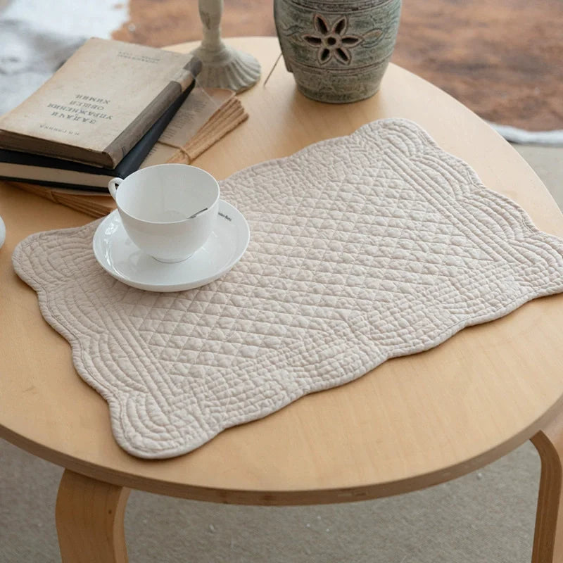 tapis table rectangle bleu marine quilté géométrique respectueux environnement 18x13 inches