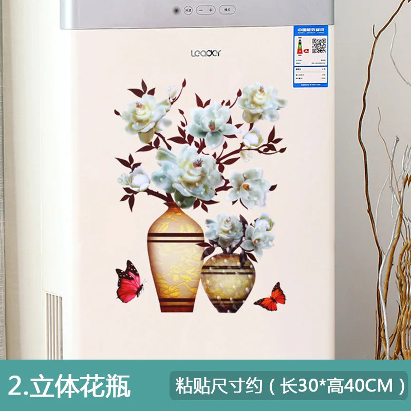 sticker mural 3d moderne fleurs papillons rose beige noir opaque chambre coucher PVC