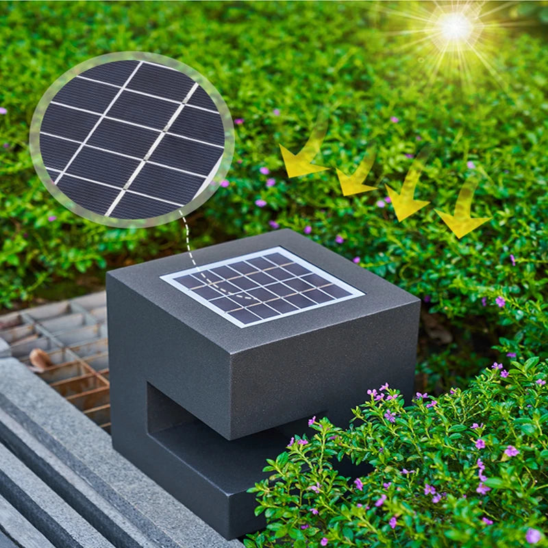 lampe solaire jardin led gris moderne ip65 autonome flux lumineux moins soixante