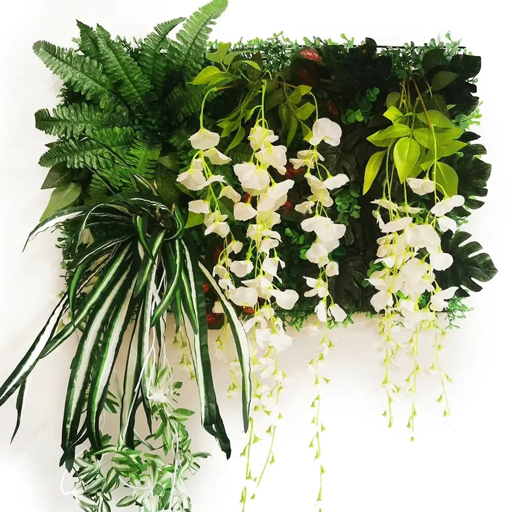 plantes artificielles vertes blanches rouges fleurs feuilles extérieur moderne naturel exposition anniversaireextérieurbureau