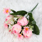 décoration intérieure bouquet fleurs artificielles roses blanches feuilles vertes modernes 29cm 3pcs