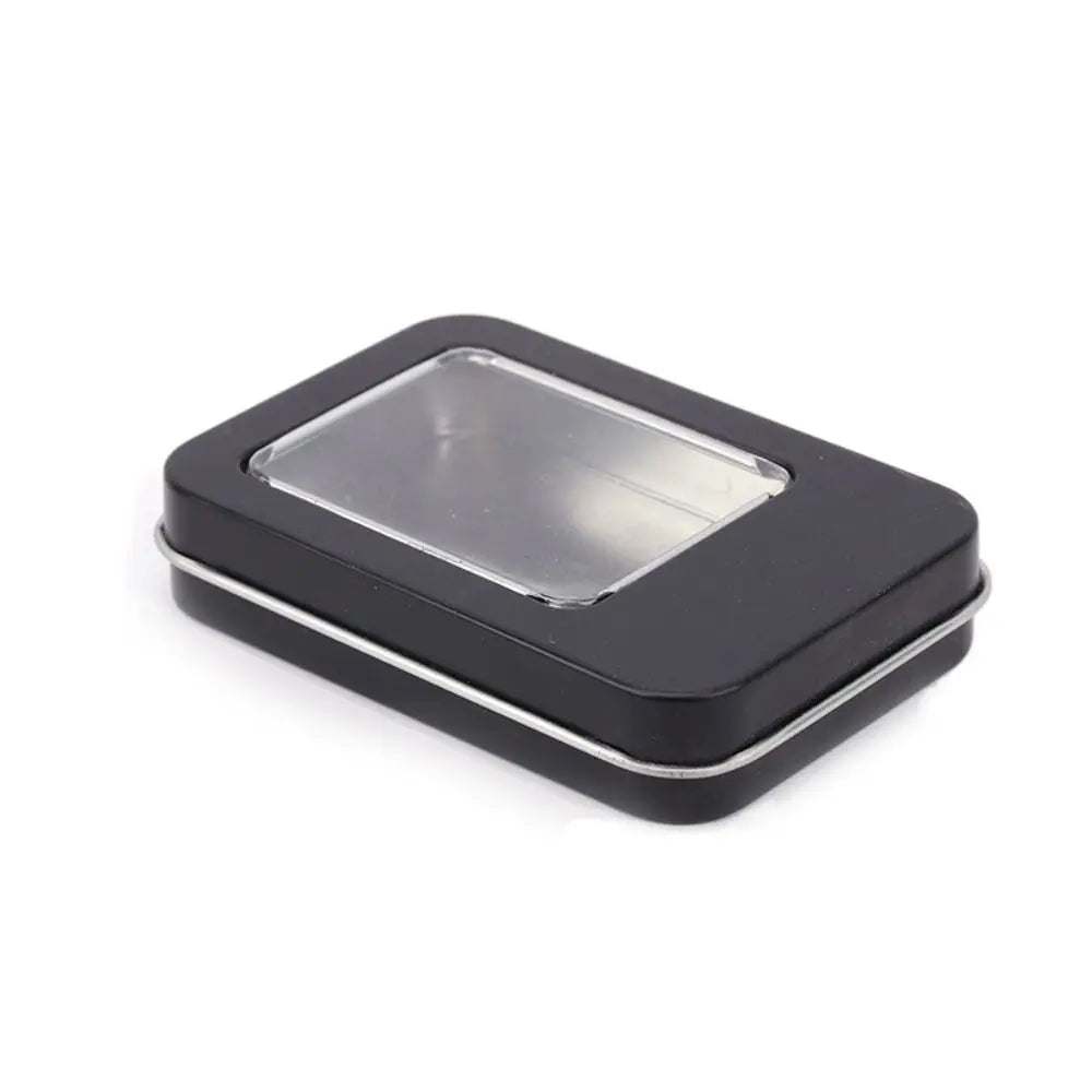 boîte métallique réutilisable noir mat classique rangement ongles artificiels respectueux environnement transparent fil écouteur