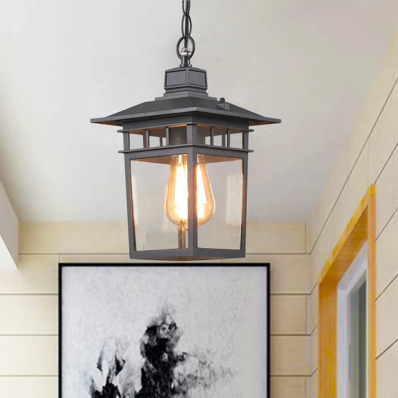 lampe suspendue pendentif noir bronze transparent classique salon chambre étanche antirouille