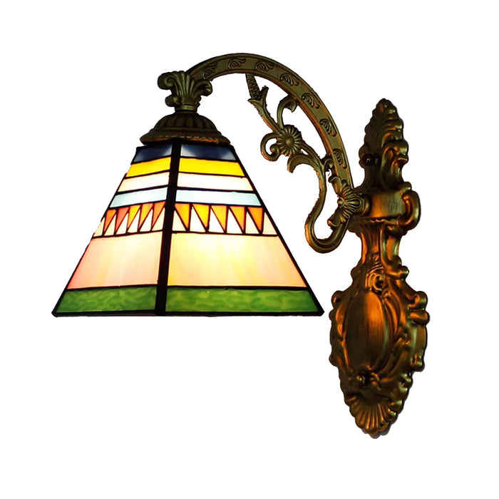 lampe murale tiffany verre coloré fleurs géométrique or rose vintage chambre salon entree