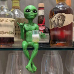 statuette extraterrestre verte résine moderne verre bière décoration jardin opaque lisse adhésif 15cm