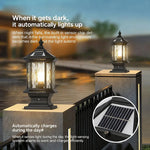 lampe solaire led extérieure verre transparent classique bronze industrielle éclairage public vintage autonomie aluminium