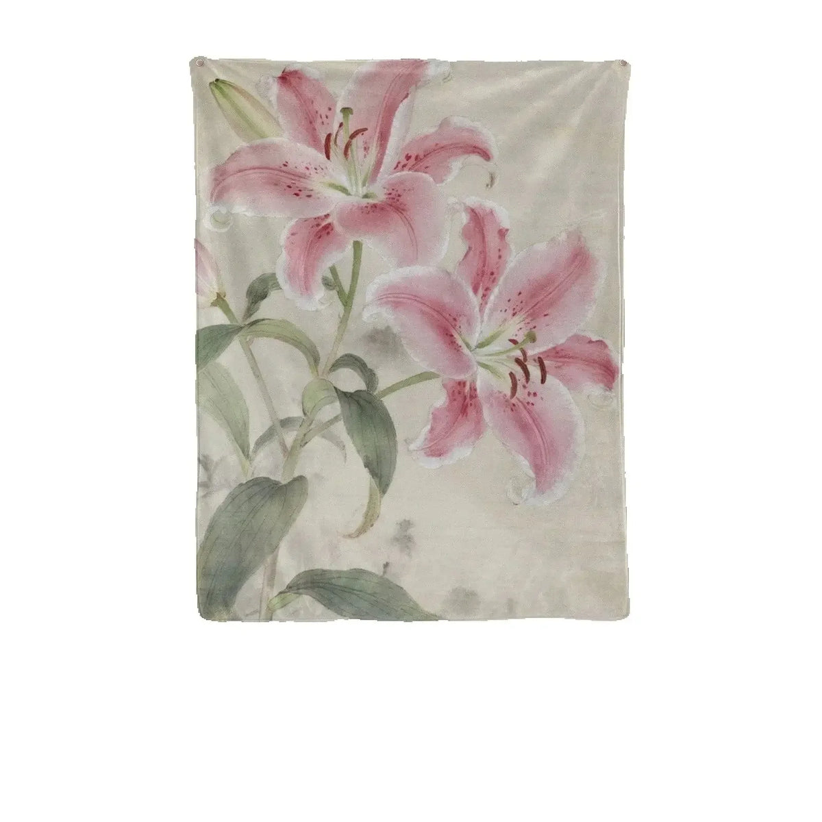 tapisserie murale fleurs lys rose beige vintage salon chambre décoration clip suspension polyester machine