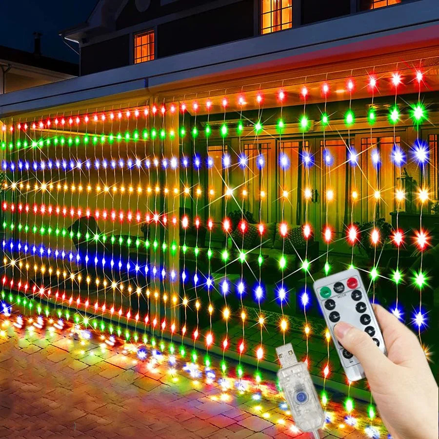guirlande lumineuse led rideau décoration intérieur extérieur mariage noël multicolore blanc chaud usb