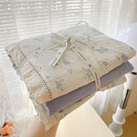 ensemble literie fleuri coton 100% blanc pastel romantique taies d'oreiller drap plat