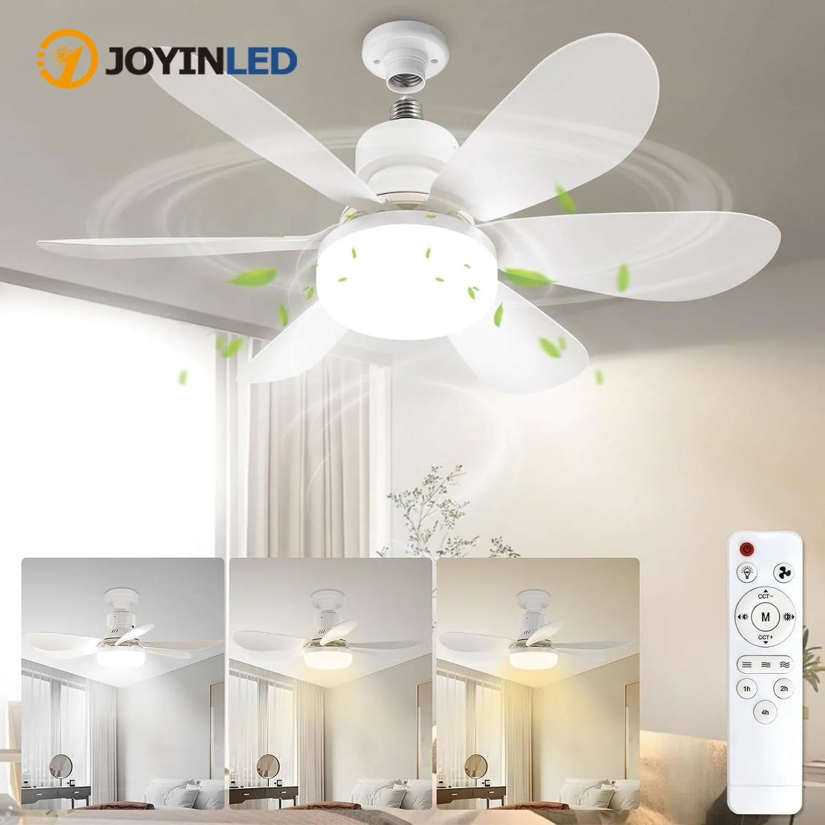 ventilateur led 30w 40w télécommande pales épuré moderne douille e27