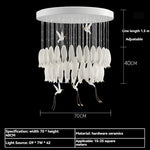 suspension lumineuse moderne blanc feuilles fines chaines minimaliste led