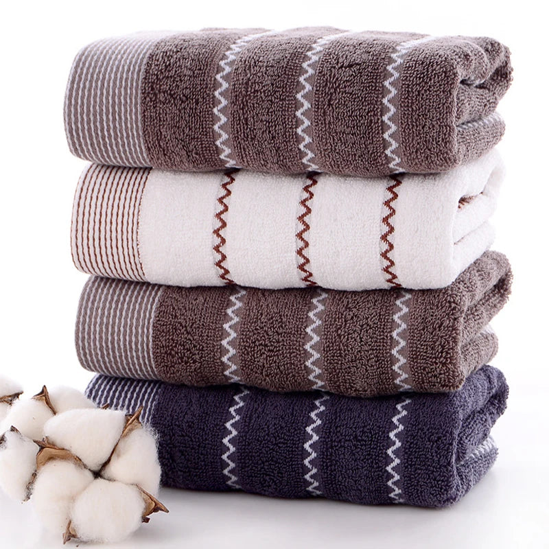 serviettes bain coton rayées gris marron classiques grandes tailles absorbantes maison
