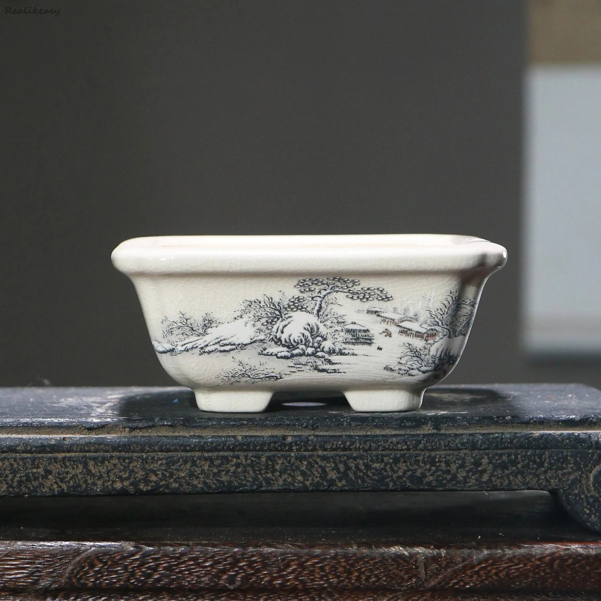 bacs plantes chinois paysage peint blanc opaque décoration intérieure pots fleurs