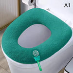 couvre siège toilette violet bleu gris rayures horizontales doux confortable fixé ruban noir lavable