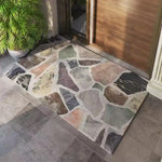 tapis sol moderne gris beige marron noir motif galets résistant intérieur extérieur porte