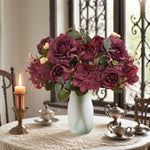 bouquet fleurs artificielles soie roses hortensias pivoines décoration mariage anniversaire intérieur moderne élégant