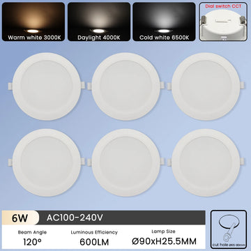 lampe led encastrable moderne 10w 14w 17w 20w 24w blanc commutateur rotatif cct aluminium