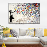 tableau abstrait enfant papillons colorés moderne sans cadre chambre salon chambre enfant