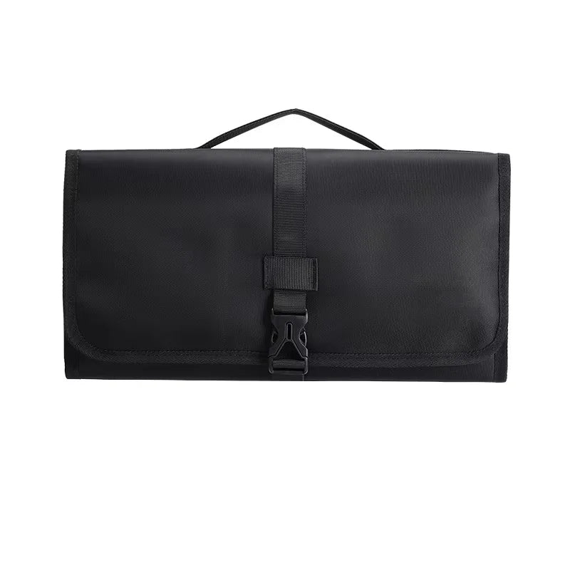 Sac cheveux noir réutilisable oxford moderne crochets métalliques poignée texture mat salle bain