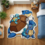 tapis velours bleu marron dessin animé blastoise chambre enfant 100cm 120cm 150cm doux antidérapant