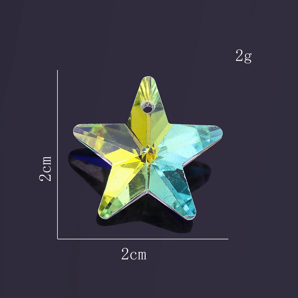 pendentif étoile transparent moderne vert bleu jaune brillant irisé