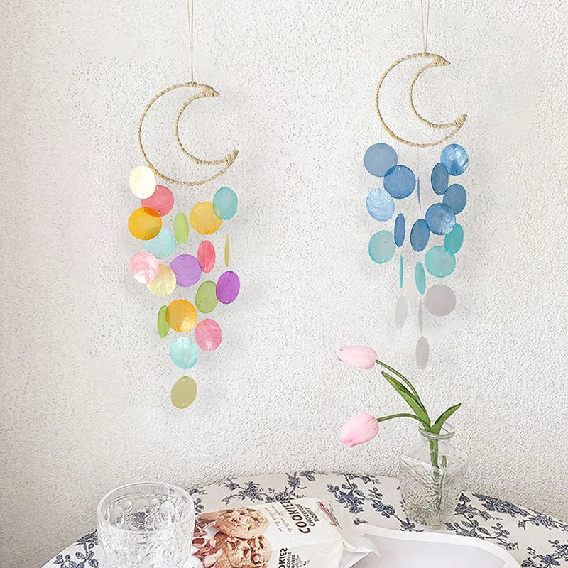 mobile mural boho couleurs vives cercles translucides crochet métallique chambre décoration suspendue
