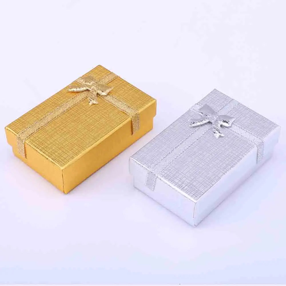 boîtes bijoux or argent classiques éponge blanche colliers bagues boucles d'oreille emballage cadeau 5x8x2.5cm