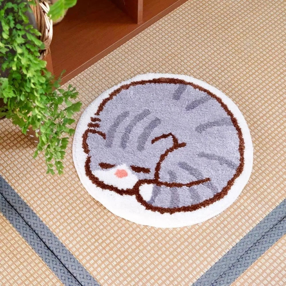 tapis rond orange chaton doux cartoon antidérapant sans bpa sans pvc peluche 50cm maison