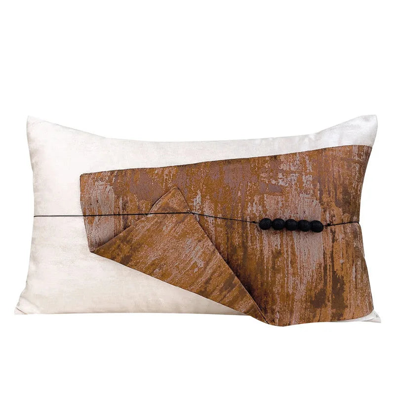 housses coussins marron beige abstrait texture veloutée contemporains décoratifs adhésifs