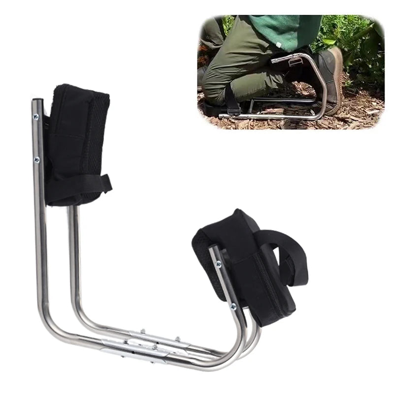 appui genou pratique robuste tissu noir métal lisse ceintures ajustables jardin travaux agricole