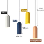 suspension lumineuse moderne blanc bleu orange rose jaune rayures verticales opaques gu10