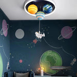 lampe moderne planètes astronaute couleur blanc bleu orange vert