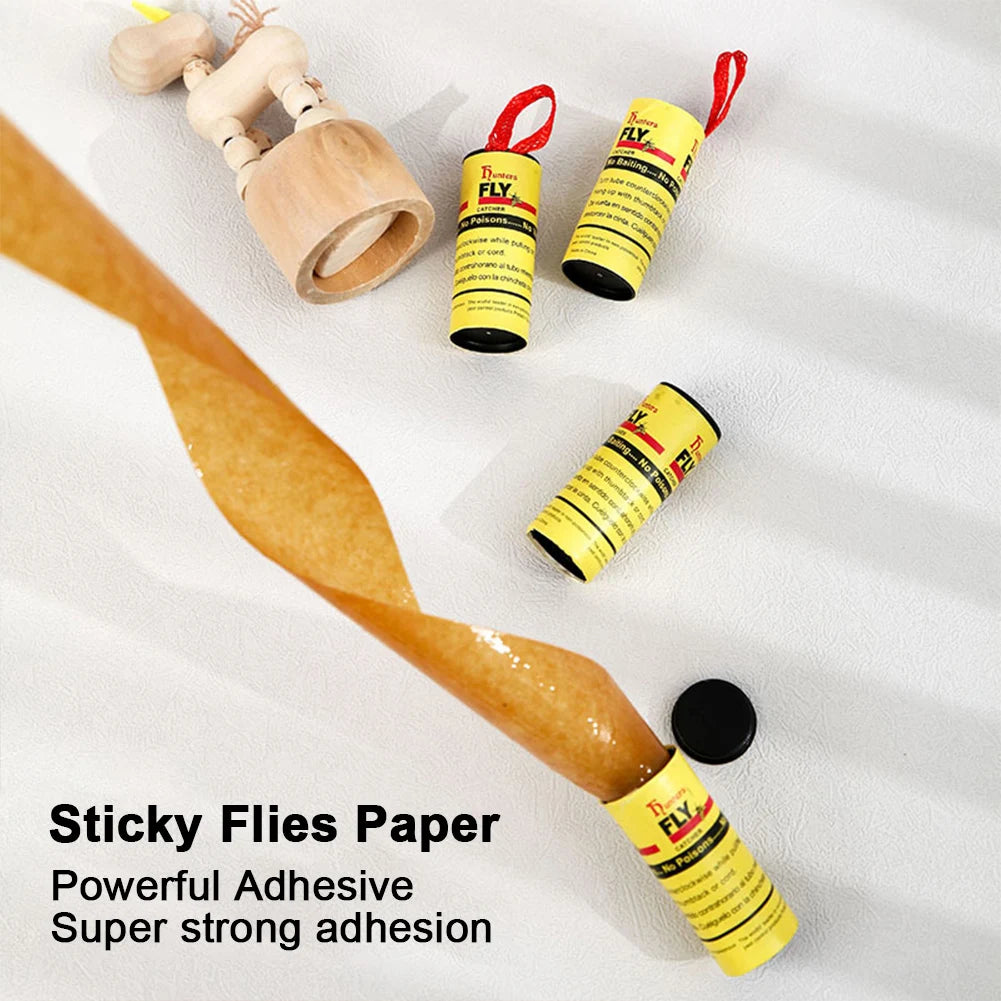 pièges mouches papier adhésif anti insectes pratique attrape mouches jetables facile utilisation boîte jaune
